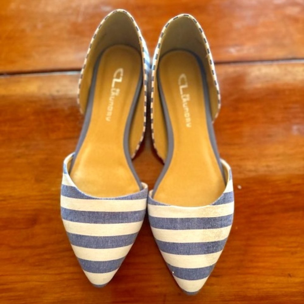 CL by LAUNDRY Blue and White Nautical Flats - 7.5 - Picture 1 of 6